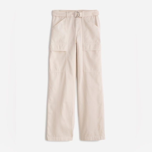 Madewell Ivory Belted Slouchy Straight Cargo Pants in Garment Dye - Picture 5 of 11
